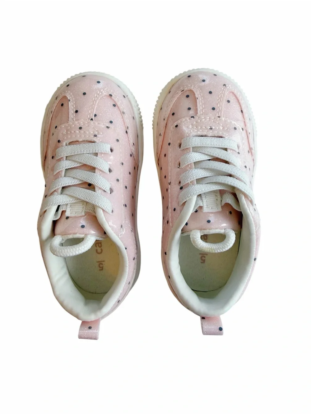 Kids Pink Glitter Polka Dot Sneakers